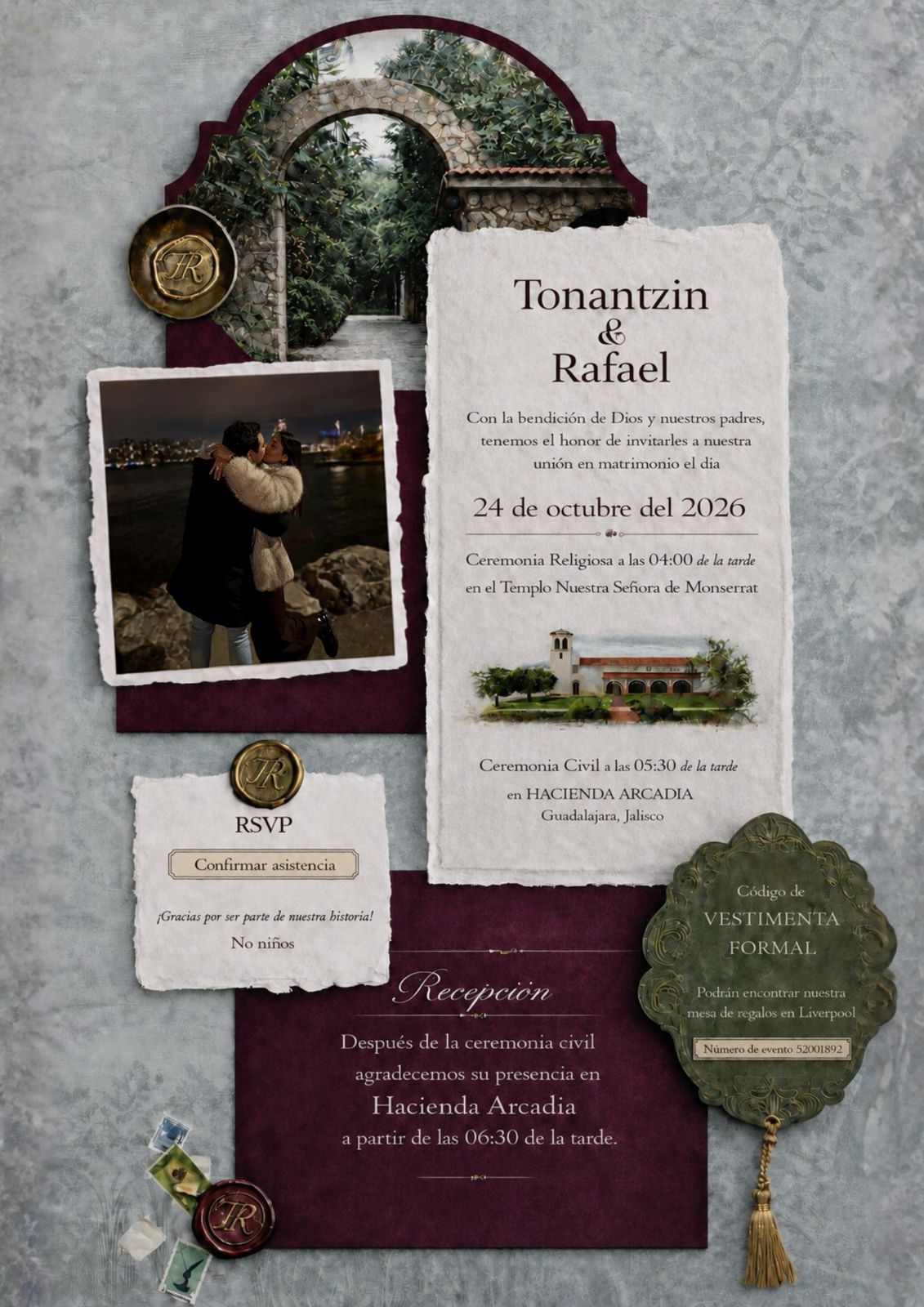 Invitación de Tonantzin y Rafael · 24 de octubre del 2026 · Zapopan, Jalisco